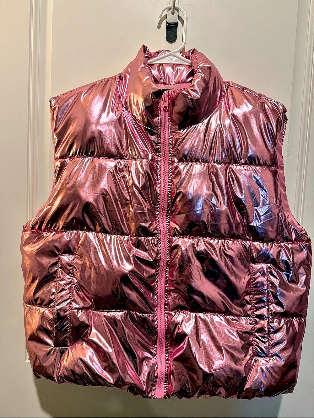 SHEIN Metallic Puffer Vest Size Medium Like New